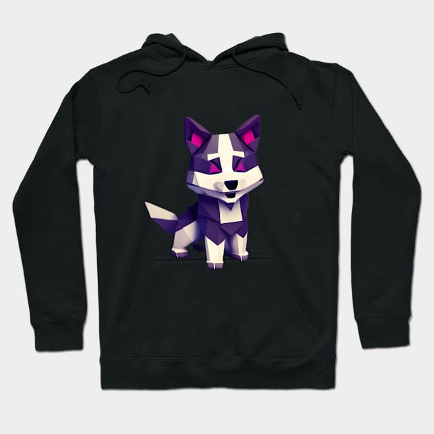 Geometric Lowpoly Purple Husky Hoodie by imaginmagic.art